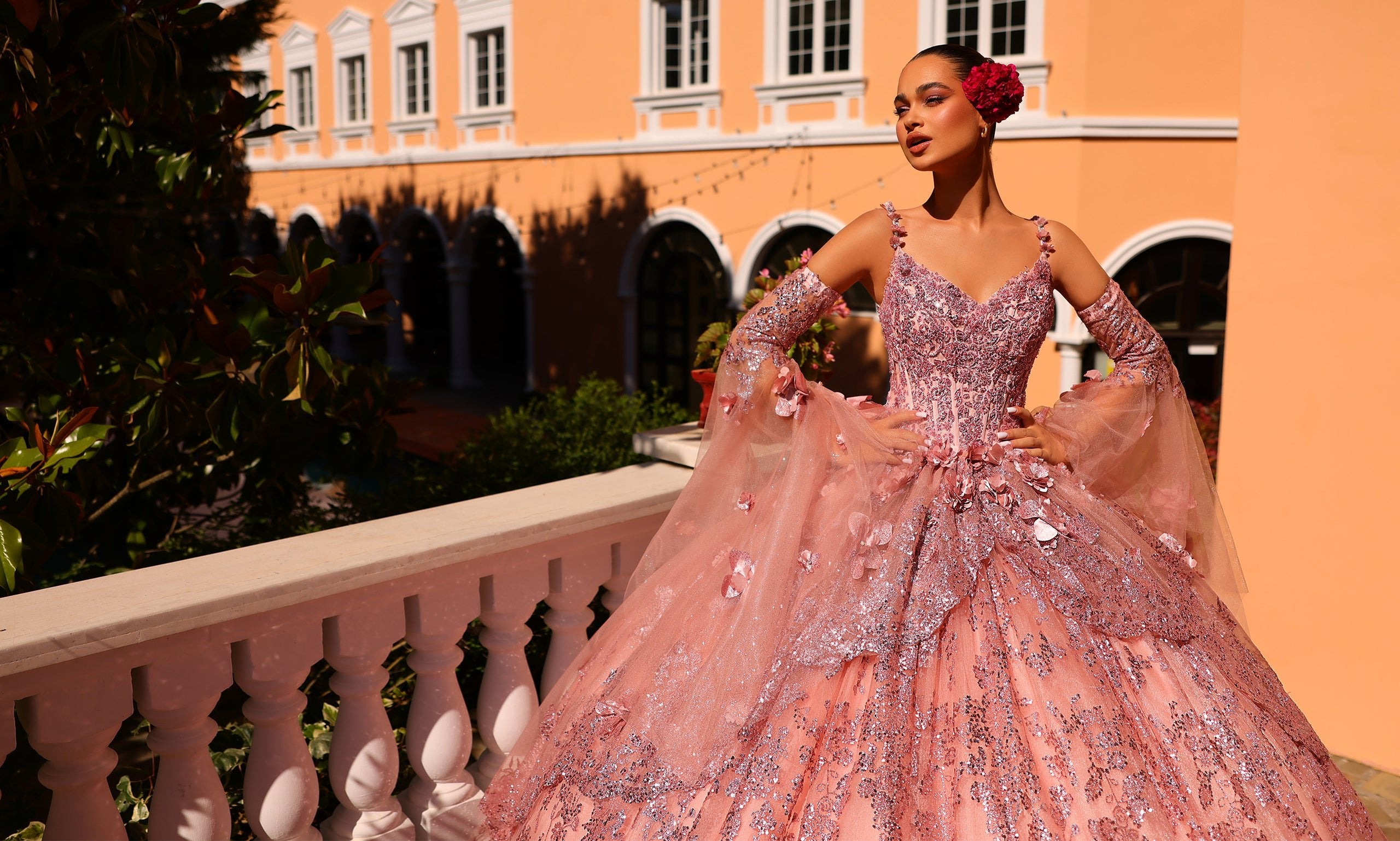 light brown quinceanera dress Ruffled Strapless Quinceanera Dress by House of Wu 26924 6 / Smoke