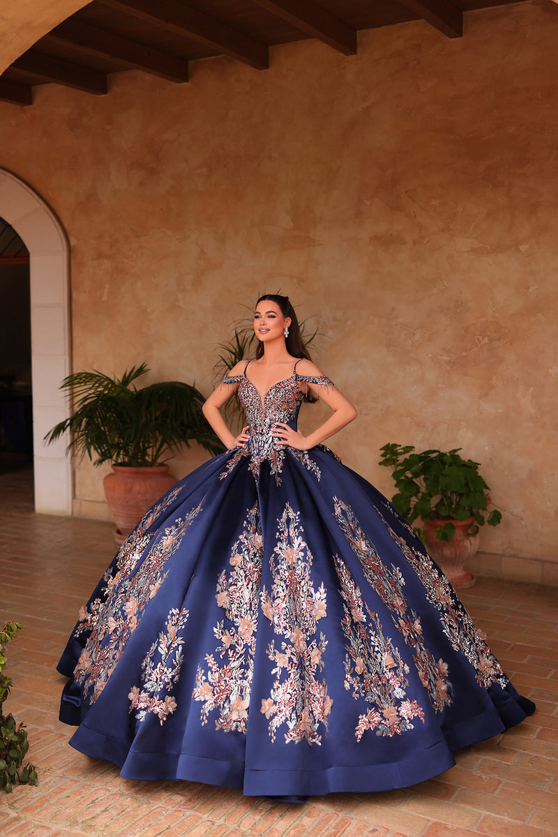 blue flower quince dress Amarra 54224 Long Quinceanera Dress Light Blue / 20