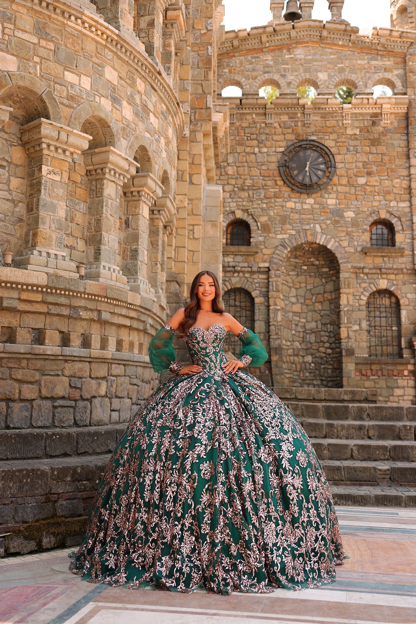 stone embroidered dress TANRAAYA Grey stone embroidered reception gown