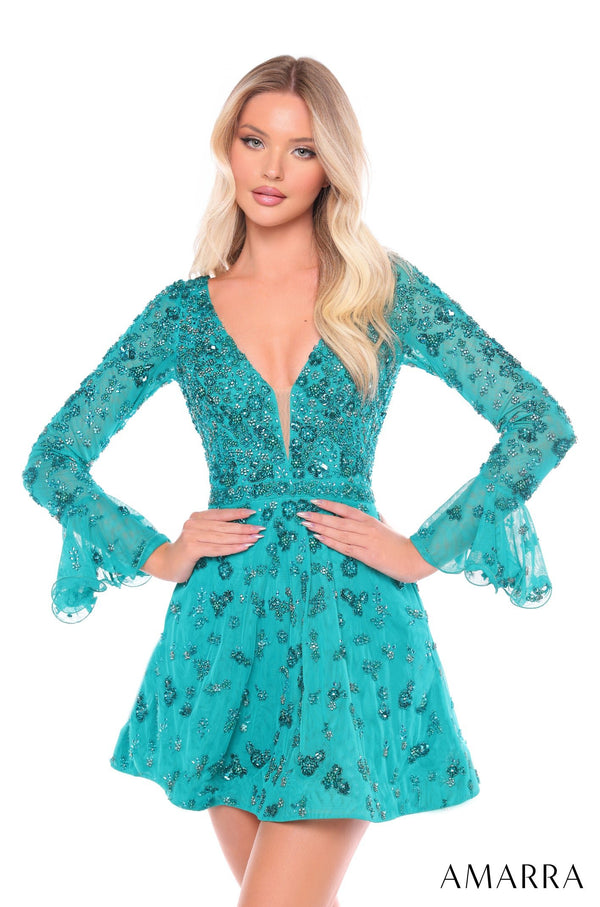AMERI　COLORFUL ELEGANT DRESS Pear Culture Spaghetti Strap Hi-Low Embroidered Applique