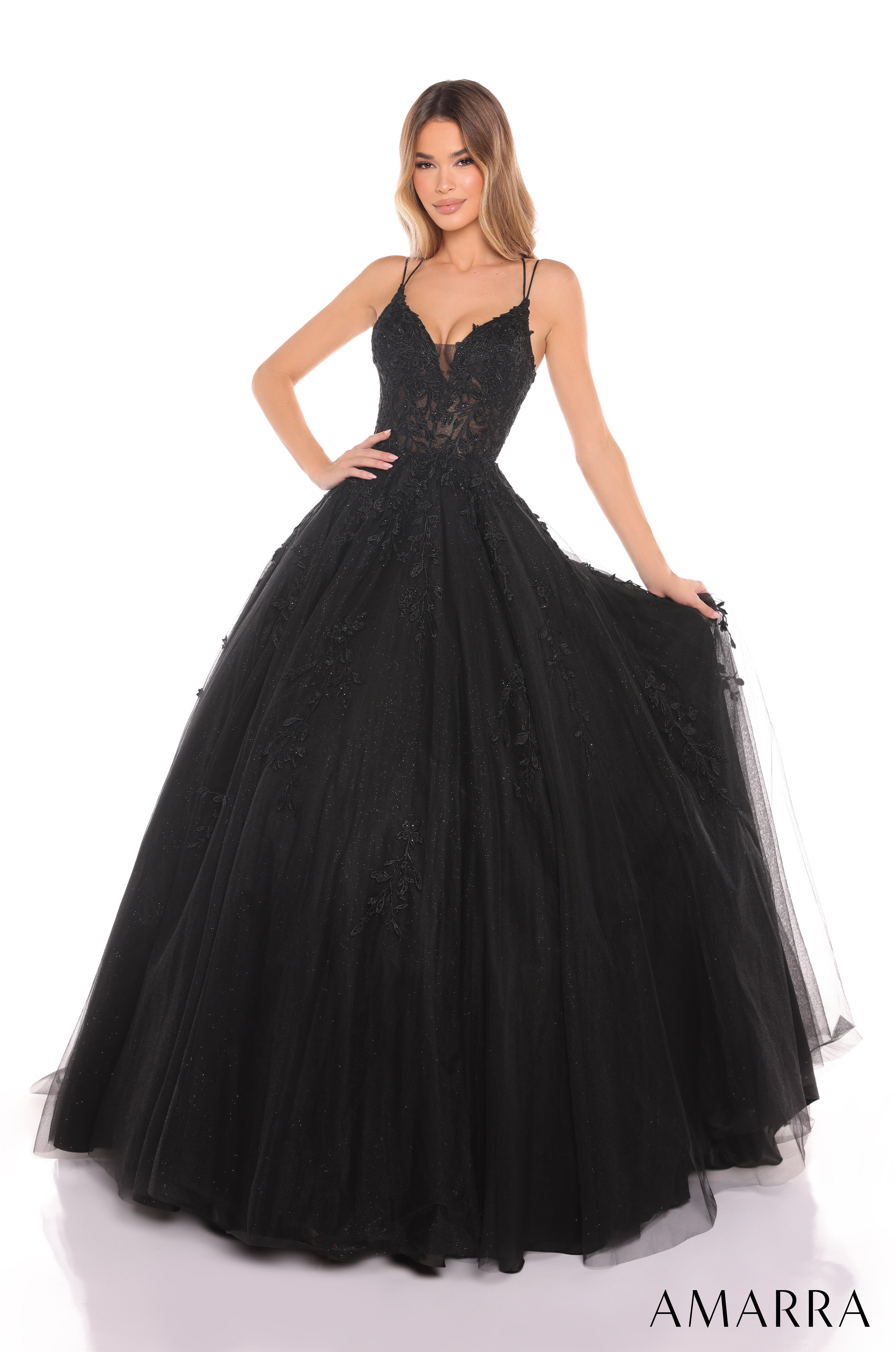 Amarra 88536 | Sheer Corset Ball Glitter Tulle Prom Gown – AMARRA