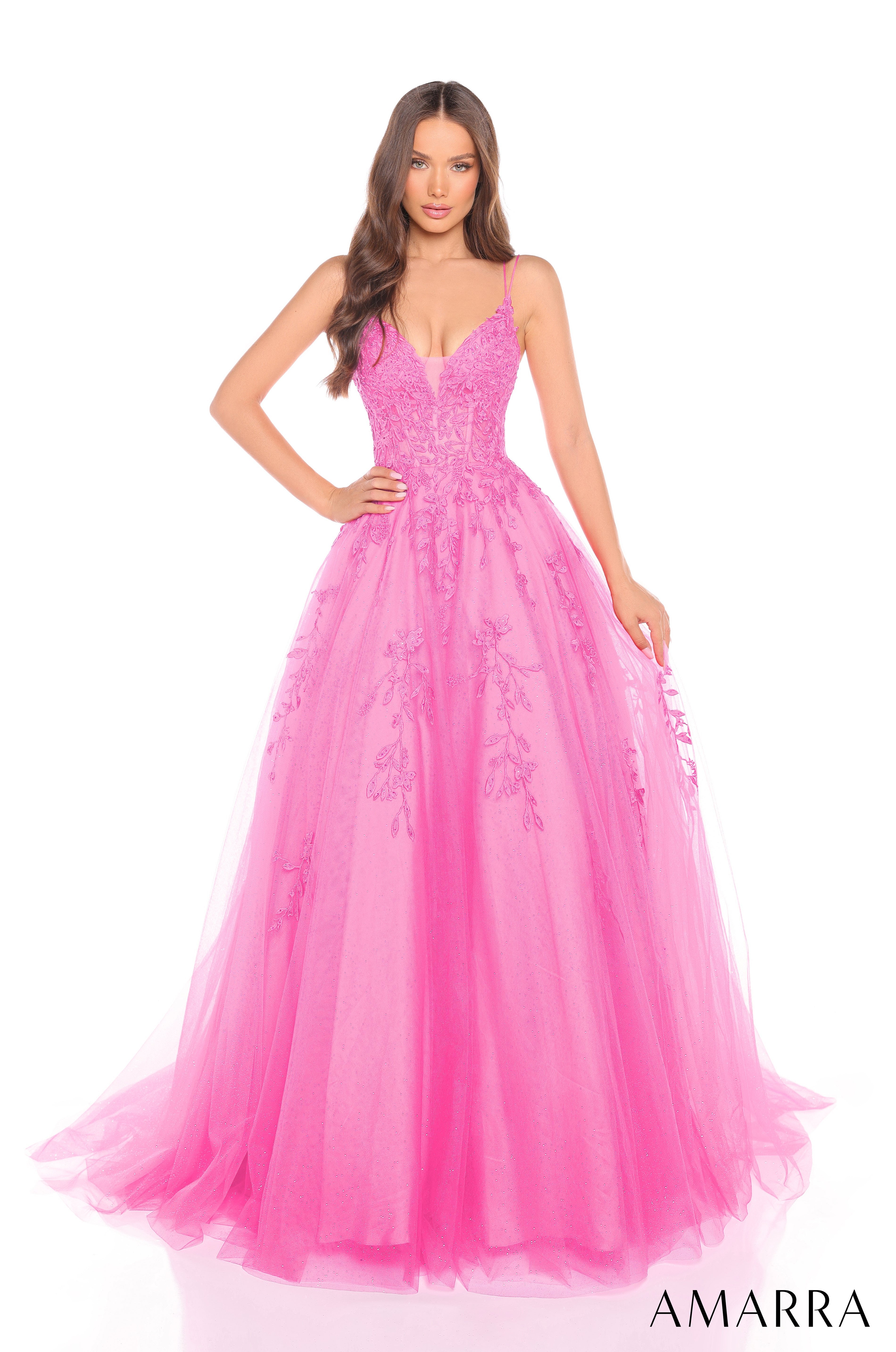 Amarra 88536 | Sheer Corset Ball Glitter Tulle Prom Gown – AMARRA