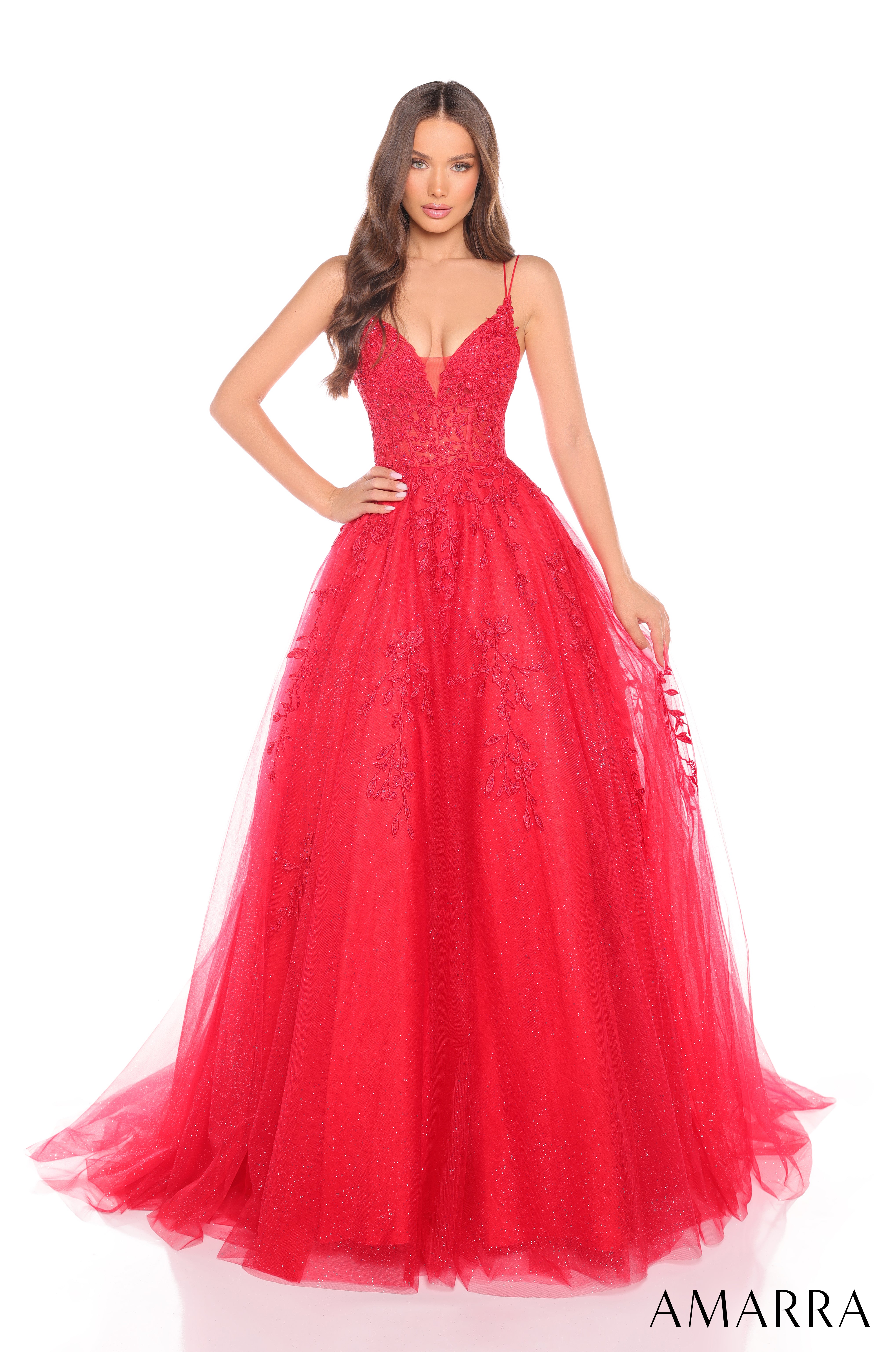 Amarra 88536 | Sheer Corset Ball Glitter Tulle Prom Gown – AMARRA