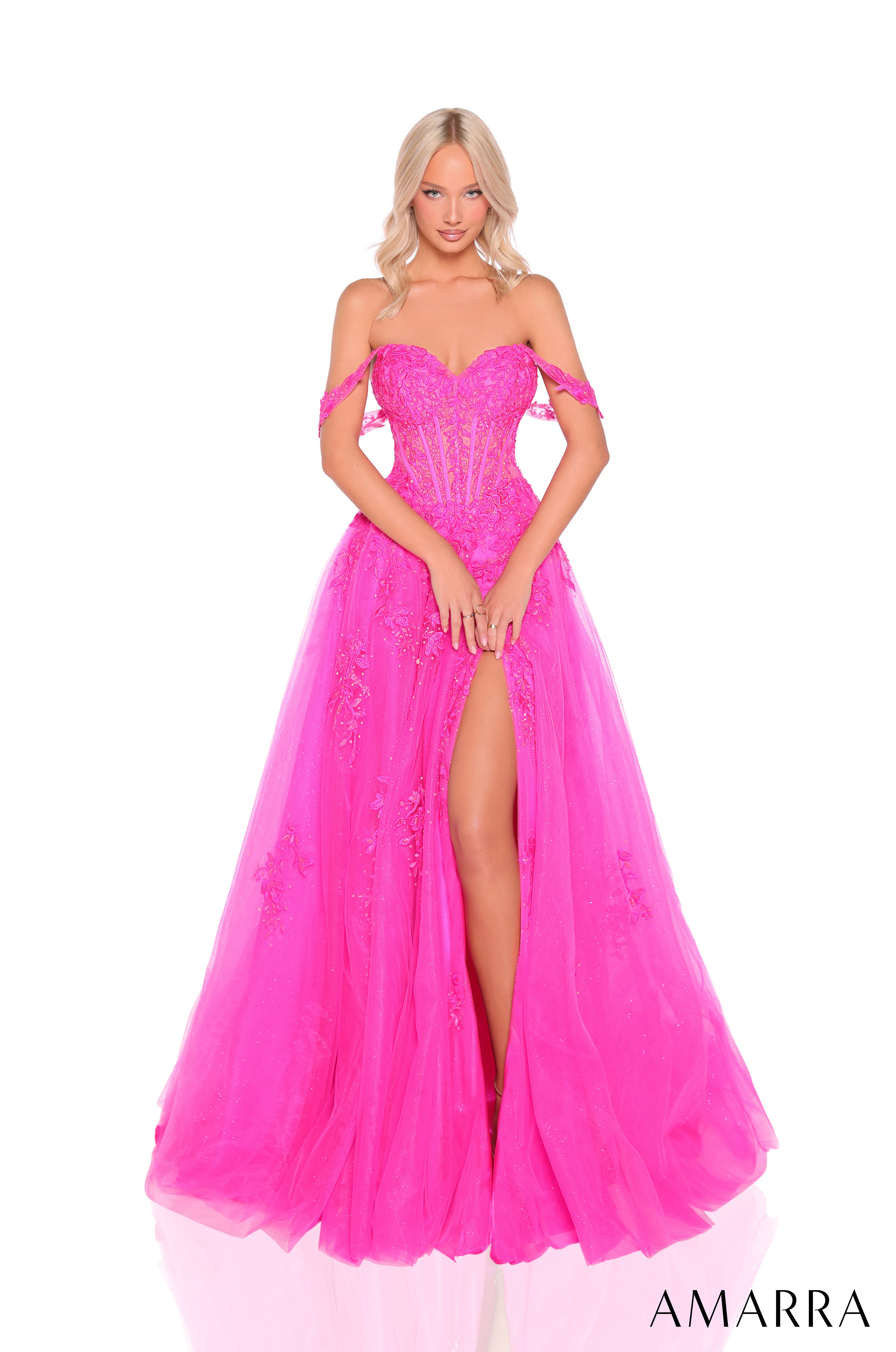 ❤︎nao ❤︎   Amarra 88963 | Off-Shoulder Embroidered Full Skirt Prom Gown – AMARRA