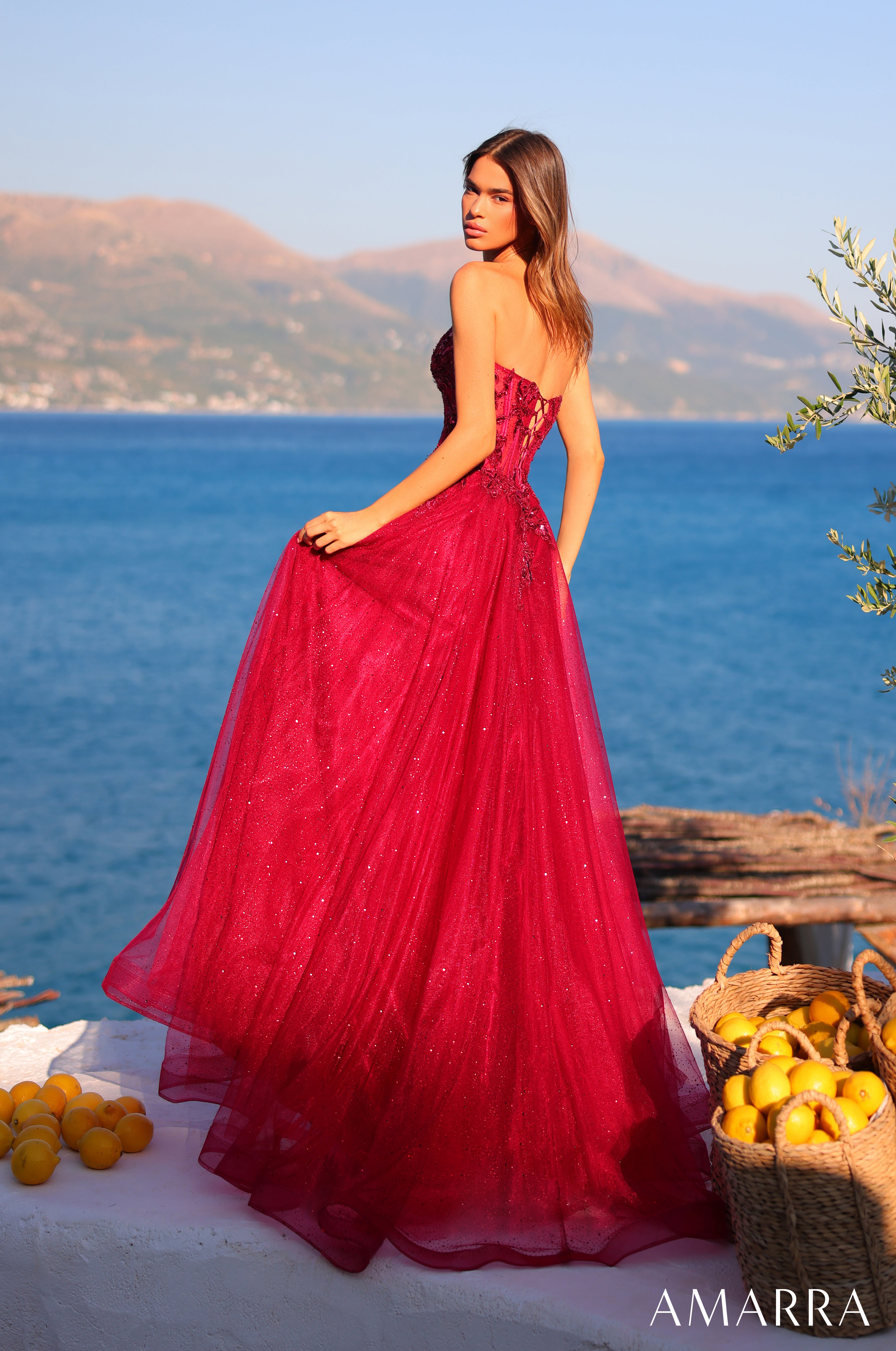 Amarra 89486 | Strapless Lace Appliqué Ball Prom Gown – AMARRA