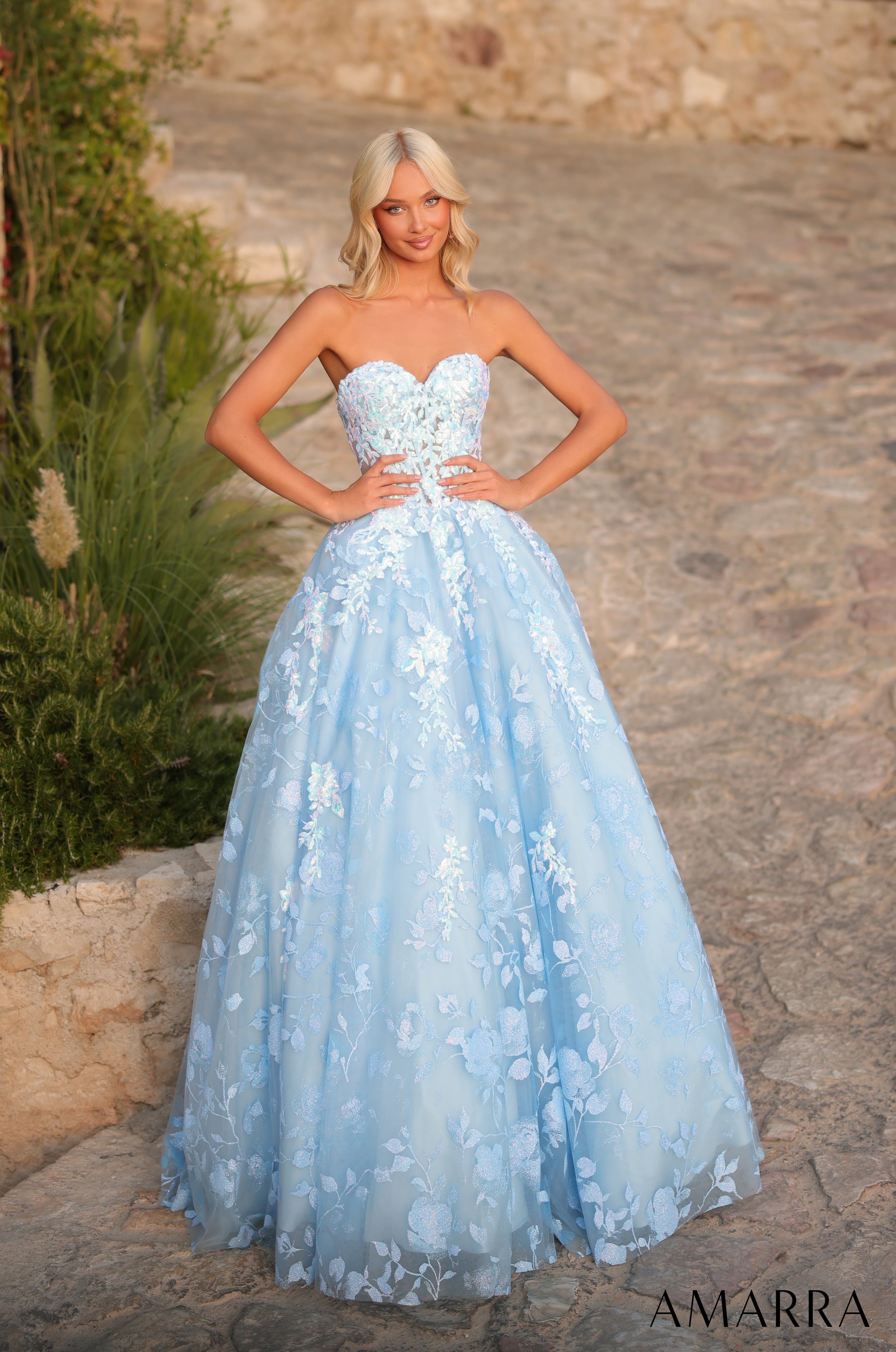 Amarra 89513 | Sweetheart Floral Appliqué Ball Prom Gown – AMARRA