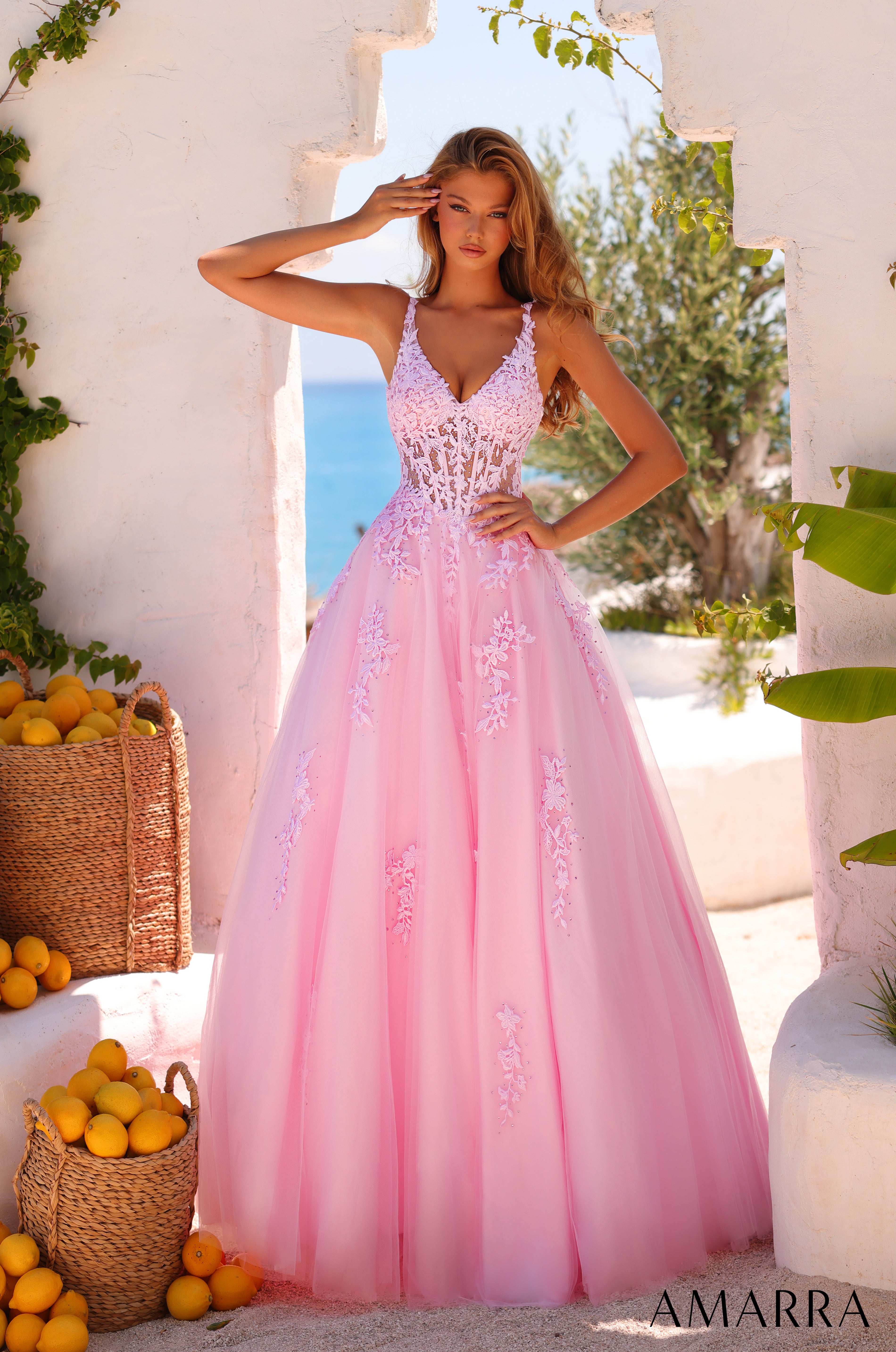Amarra 89523 | Floral Embroidered Corset Ball Full Prom Gown AMARRA Amarra 89523 | Floral Embroidered Corset Ball Full Prom Gown AMARRA
